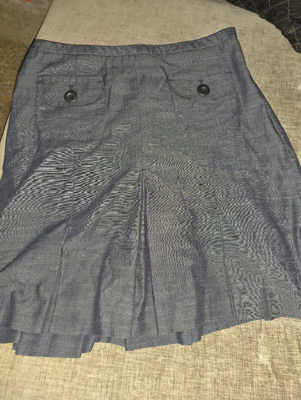 Ann Taylor Navy A-Line Skirt with Buttoned Patch Pockets